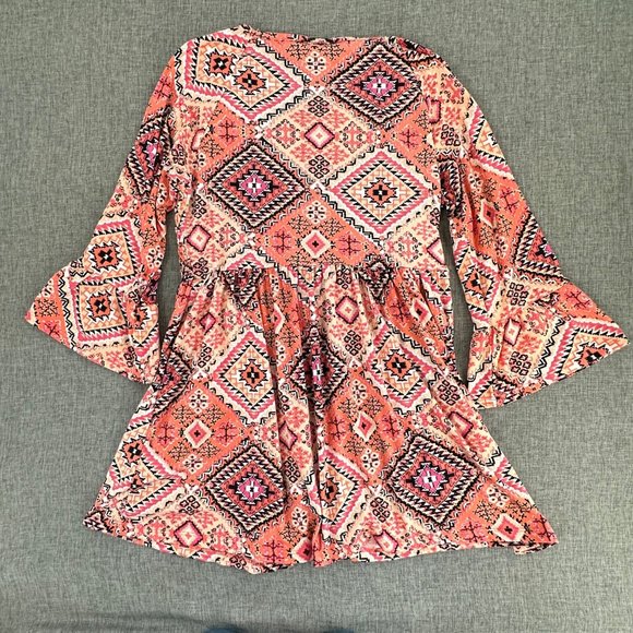 Bobbie Brooks Babydoll Top Pink Tan Orange White Black Small 3/4th Bell Sleeves - Picture 10 of 12